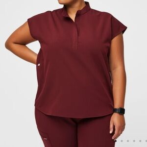 Figs Rafaela Technical Collections Oversized Scrub Top Maroon Large NWT